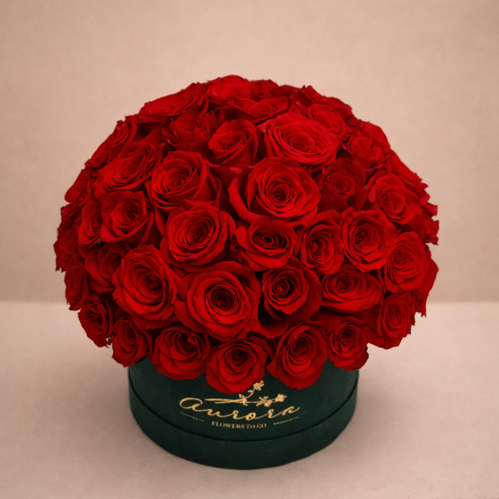 caja de rosas rojas